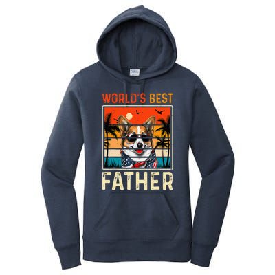 funny worlds best father retro fathers day dog dad Women's Pullover Hoodie