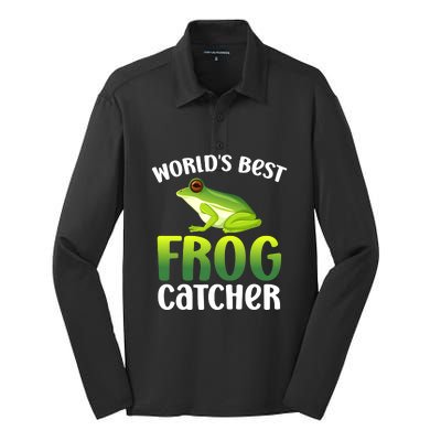 Funny World's Best Frog Catcher Boys Girls Frog Hunter Silk Touch Performance Long Sleeve Polo