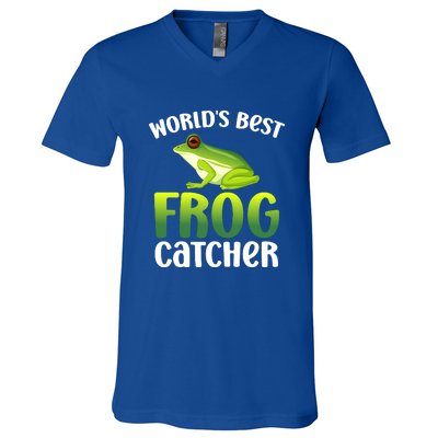 Funny World's Best Frog Catcher Boys Girls Frog Hunter V-Neck T-Shirt