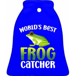 Funny World's Best Frog Catcher Boys Girls Frog Hunter Ceramic Bell Ornament