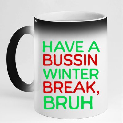 Funny Winter Break Christmas Teacher Last Days School Xmas 11oz Black Color Changing Mug