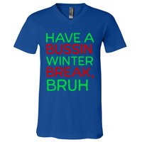 Funny Winter Break Christmas Teacher Last Days School Xmas V-Neck T-Shirt