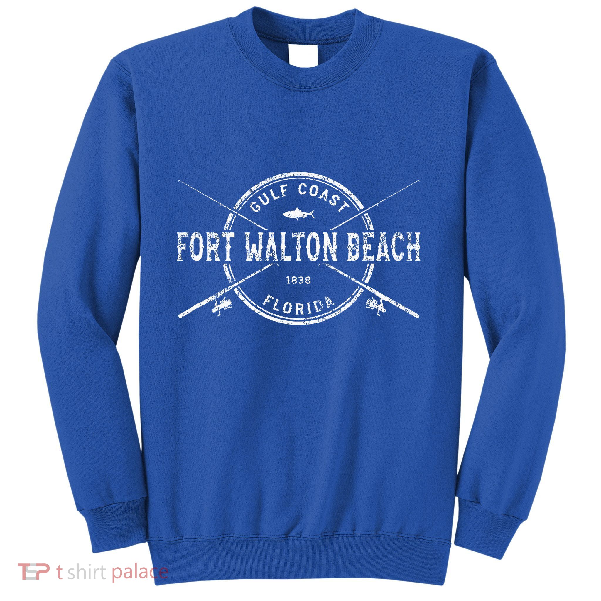 Fort Walton Beach Fl Vintage Crossed Fishing Rods Sweatshirt