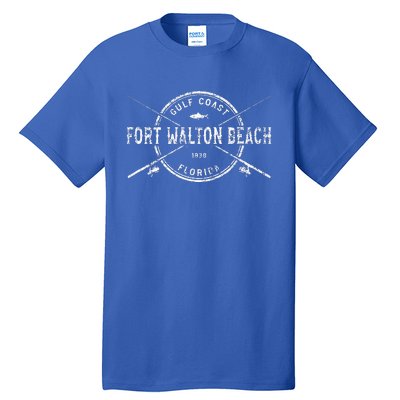 Fort Walton Beach Fl Vintage Crossed Fishing Rods Tall T-Shirt