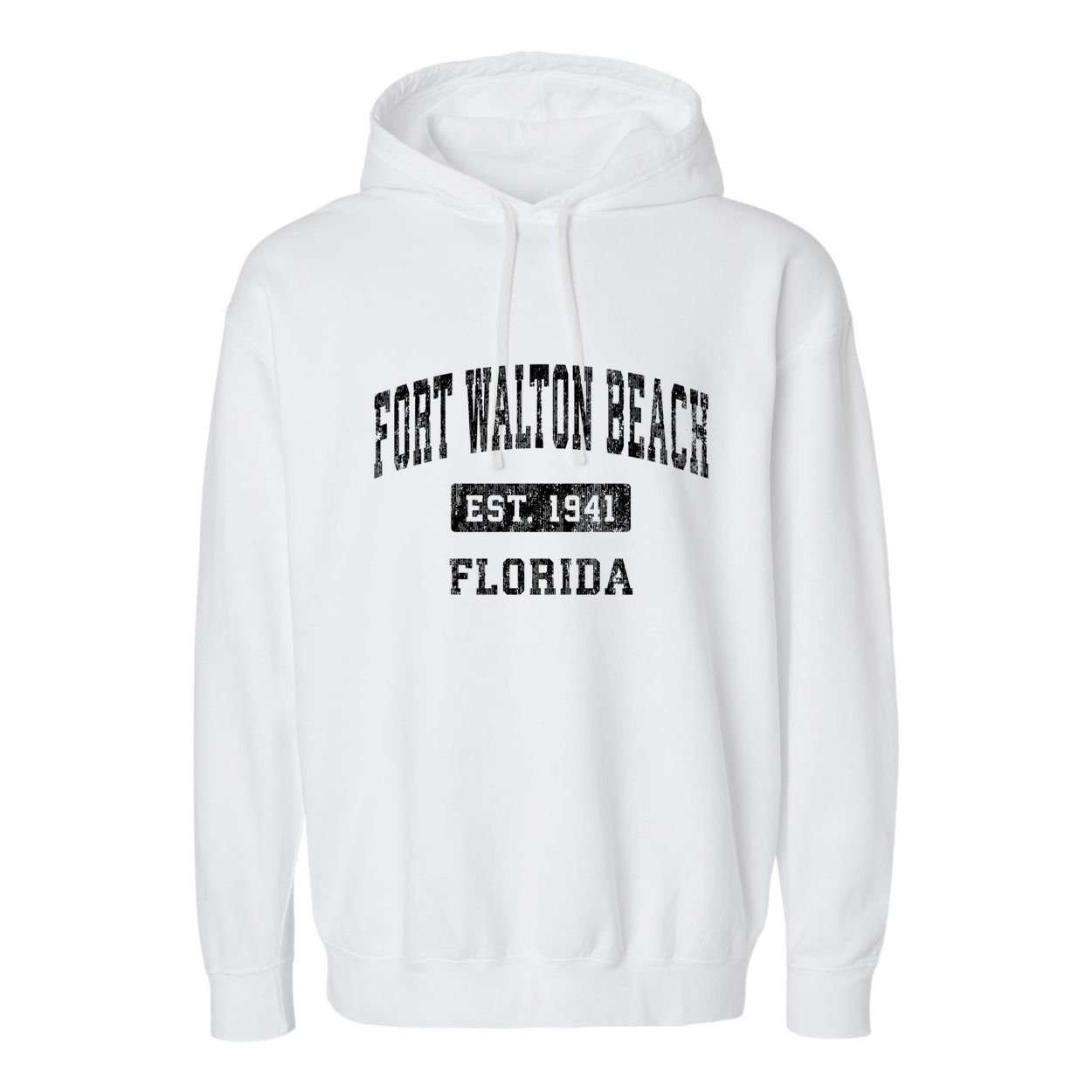 Fort Walton Beach Florida Fl Vintage Established Sports Garment-Dyed Fleece Hoodie