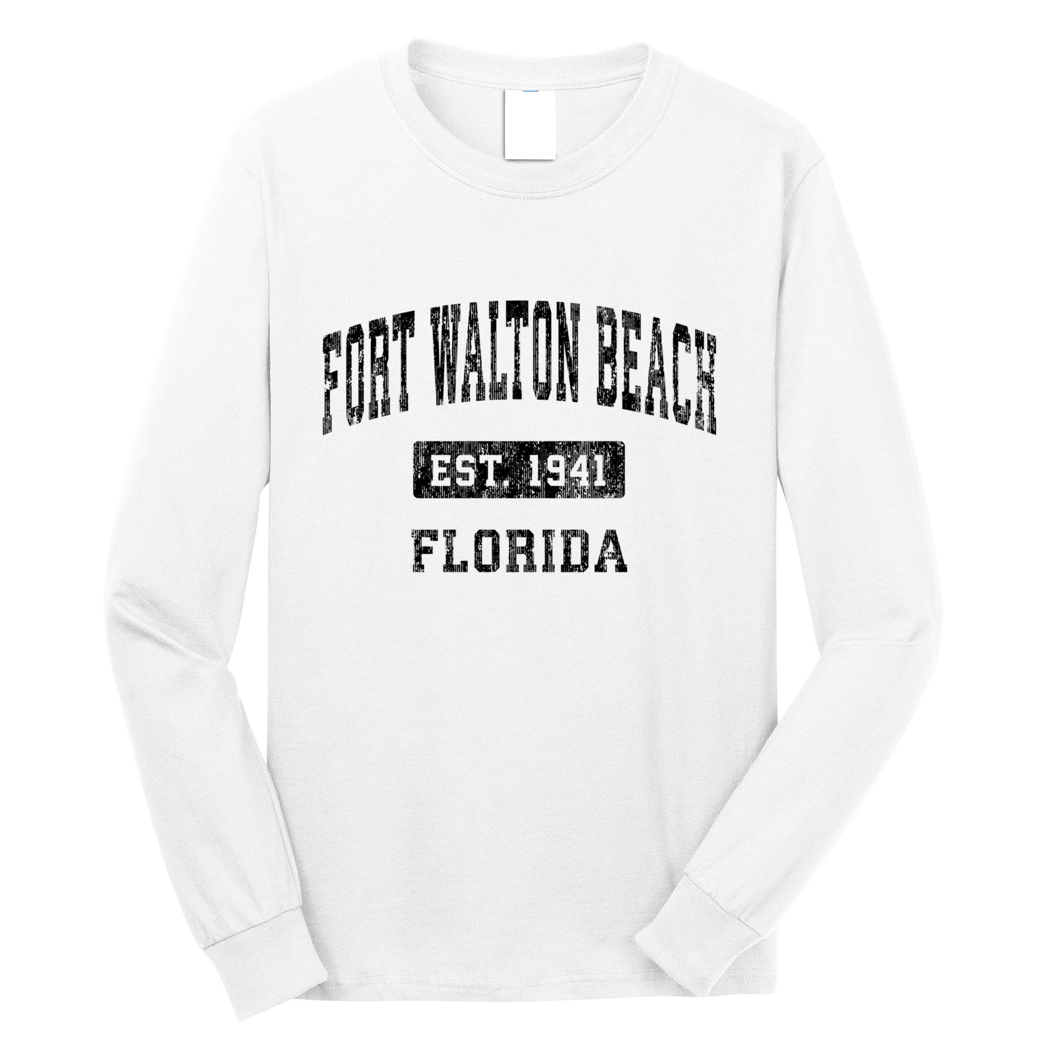 Fort Walton Beach Florida Fl Vintage Established Sports Long Sleeve Shirt