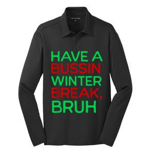 Funny Winter Break Christmas Teacher Last Days School Xmas Silk Touch Performance Long Sleeve Polo