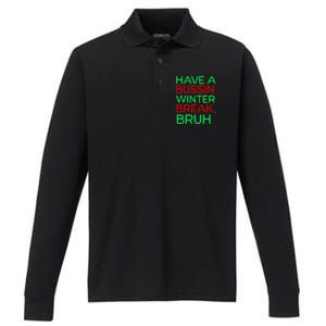 Funny Winter Break Christmas Teacher Last Days School Xmas Performance Long Sleeve Polo