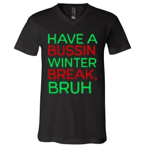 Funny Winter Break Christmas Teacher Last Days School Xmas V-Neck T-Shirt