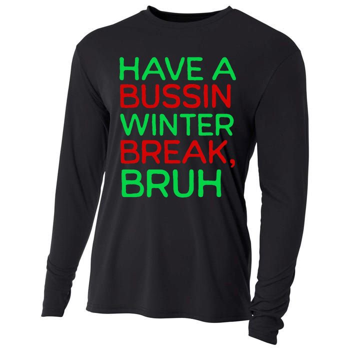 Funny Winter Break Christmas Teacher Last Days School Xmas Cooling Performance Long Sleeve Crew