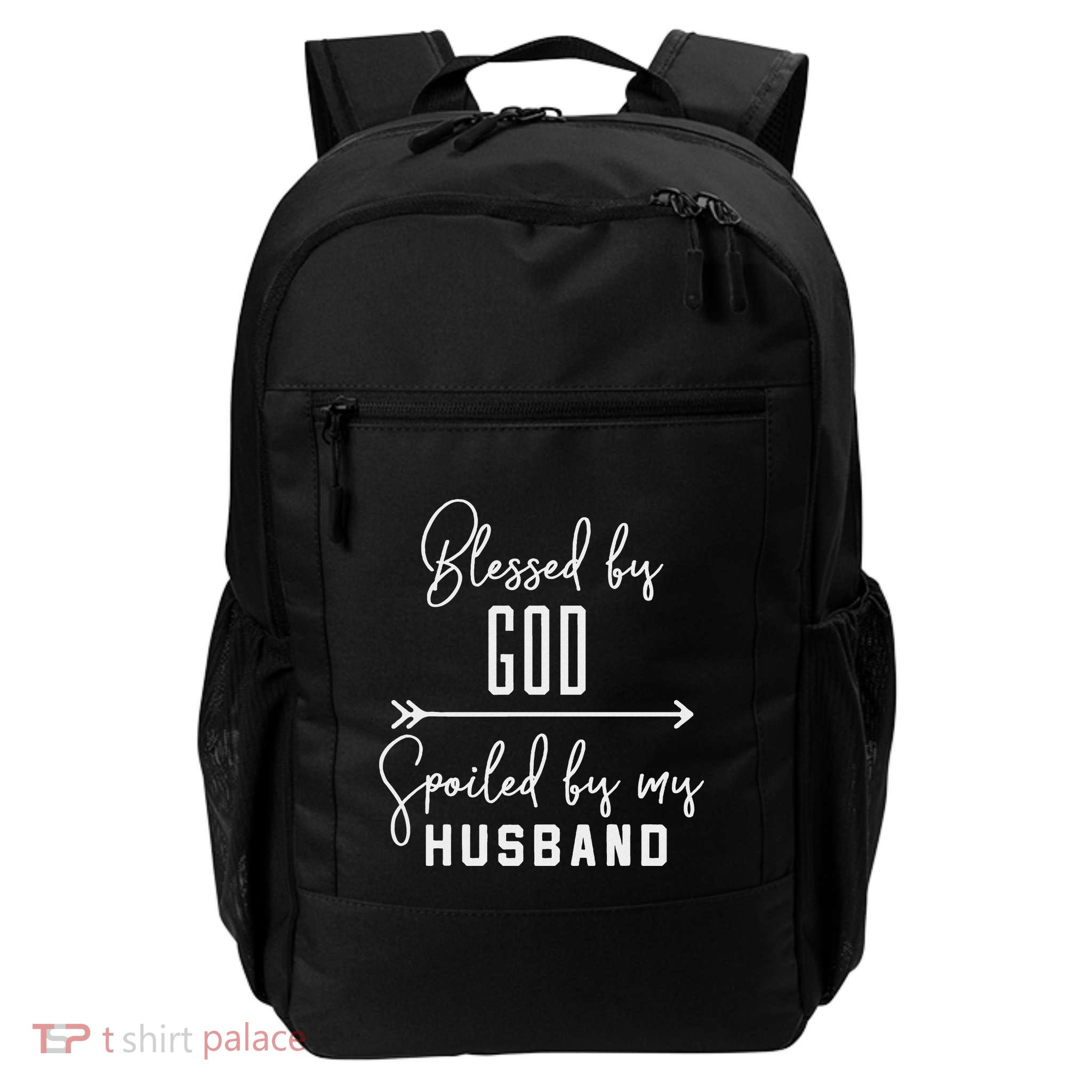 Funny Wife Blessed By God Spoiled By My Husband Daily Commute Backpack