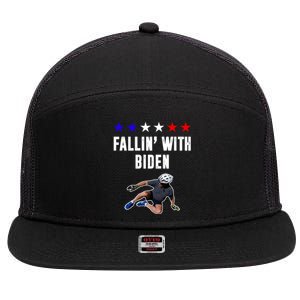 Fallin With Biden Funny Joe Biden Bike Fall 7 Panel Mesh Trucker Snapback Hat