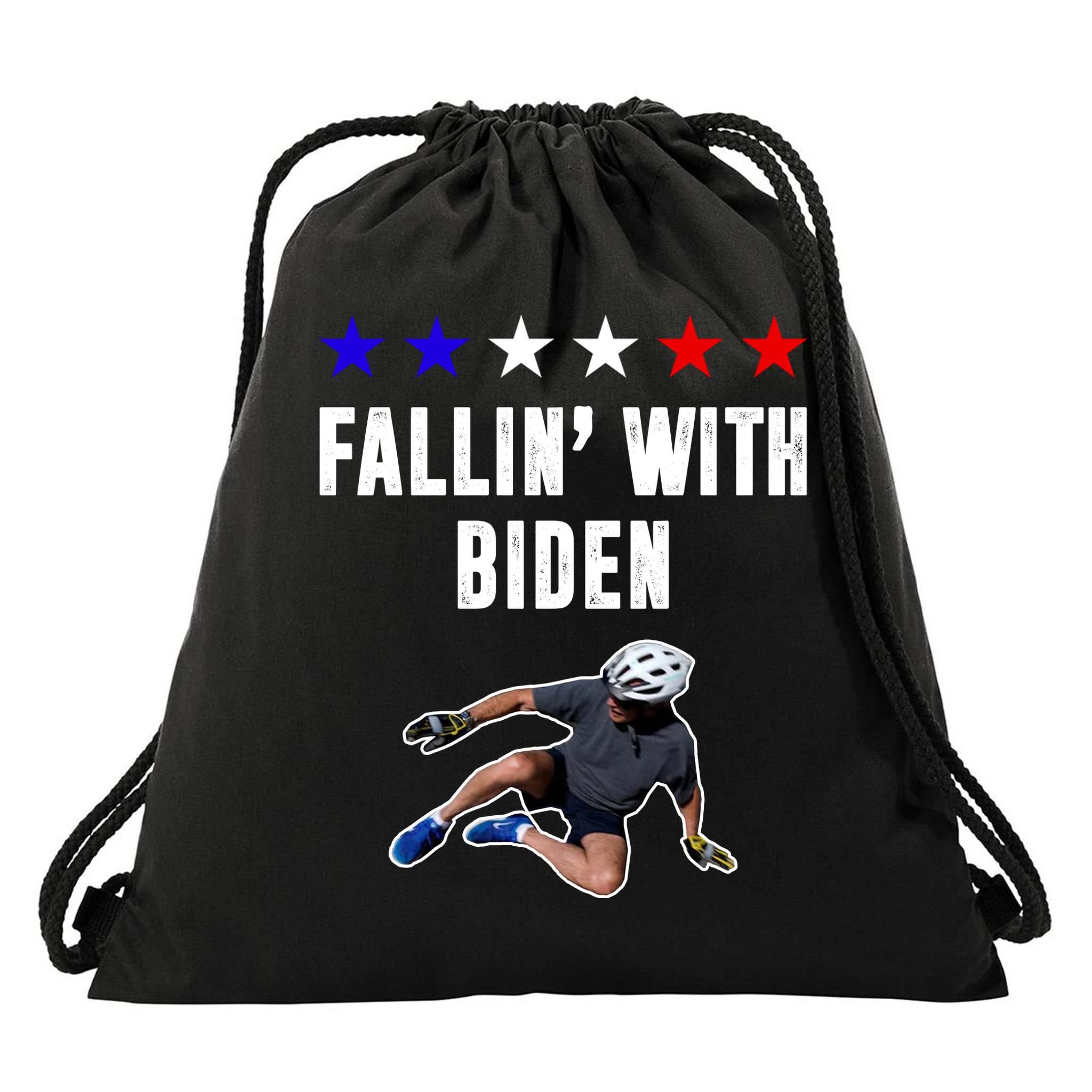 Fallin With Biden Funny Joe Biden Bike Fall Drawstring Bag