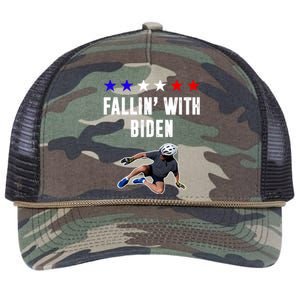 Fallin With Biden Funny Joe Biden Bike Fall Retro Rope Trucker Hat Cap