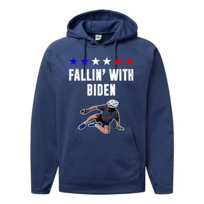 Fallin With Biden Funny Joe Biden Bike Fall Performance Fleece Hoodie