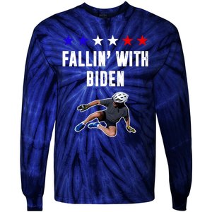 Fallin With Biden Funny Joe Biden Bike Fall Tie-Dye Long Sleeve Shirt