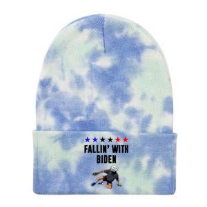 Fallin With Biden Funny Joe Biden Bike Fall Tie Dye 12in Knit Beanie