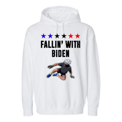 Fallin With Biden Funny Joe Biden Bike Fall Garment-Dyed Fleece Hoodie