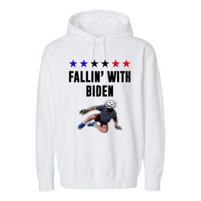 Fallin With Biden Funny Joe Biden Bike Fall Garment-Dyed Fleece Hoodie