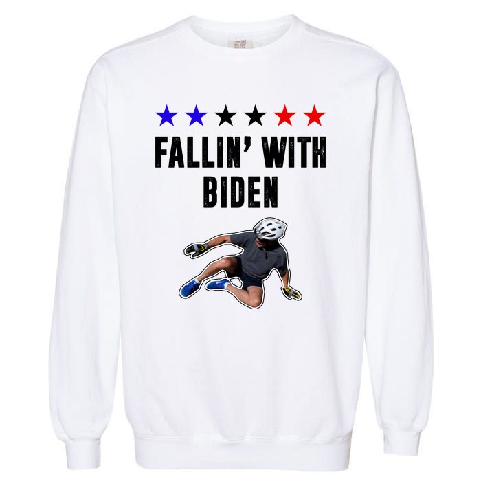 Fallin With Biden Funny Joe Biden Bike Fall Garment-Dyed Sweatshirt