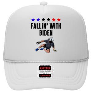 Fallin With Biden Funny Joe Biden Bike Fall High Crown Mesh Back Trucker Hat