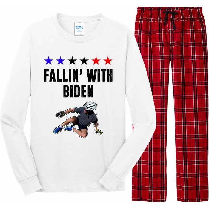 Fallin With Biden Funny Joe Biden Bike Fall Long Sleeve Pajama Set