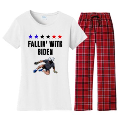 Fallin With Biden Funny Joe Biden Bike Fall Women's Flannel Pajama Set