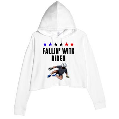 Fallin With Biden Funny Joe Biden Bike Fall Crop Fleece Hoodie