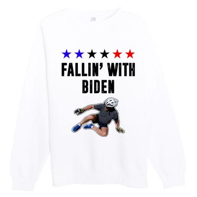 Fallin With Biden Funny Joe Biden Bike Fall Premium Crewneck Sweatshirt