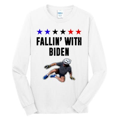 Fallin With Biden Funny Joe Biden Bike Fall Tall Long Sleeve T-Shirt