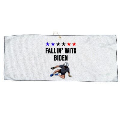 Fallin With Biden Funny Joe Biden Bike Fall Large Microfiber Waffle Golf Towel