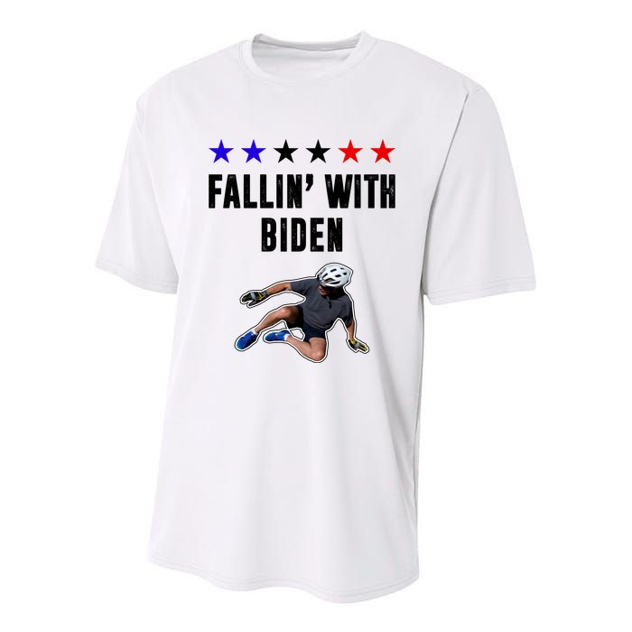 Fallin With Biden Funny Joe Biden Bike Fall Youth Performance Sprint T-Shirt