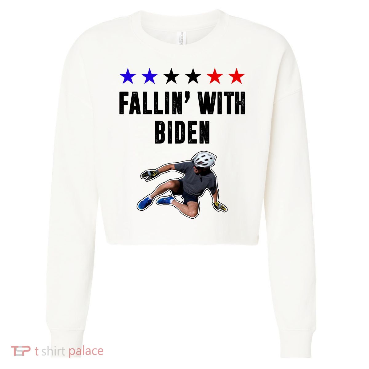 Fallin With Biden Funny Joe Biden Bike Fall Cropped Pullover Crew