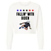 Fallin With Biden Funny Joe Biden Bike Fall Cropped Pullover Crew