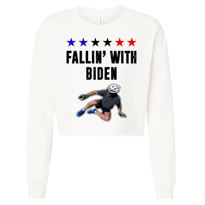 Fallin With Biden Funny Joe Biden Bike Fall Cropped Pullover Crew