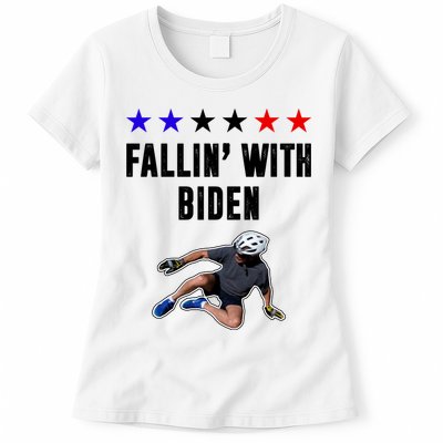 Fallin With Biden Funny Joe Biden Bike Fall Womens T-Shirt
