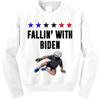 Fallin With Biden Funny Joe Biden Bike Fall Kids Sweatshirt