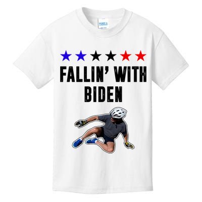 Fallin With Biden Funny Joe Biden Bike Fall Kids T-Shirt