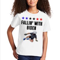 Fallin With Biden Funny Joe Biden Bike Fall Kids T-Shirt