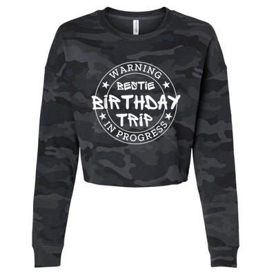 Funny Warning Bestie Birthday Trip In Progress Matching Tee Cropped Pullover Crew