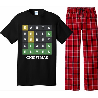 Funny Wordle Christmas Gift. Santa Bells Merry Claus Elves Christmas Essential Pajama Set