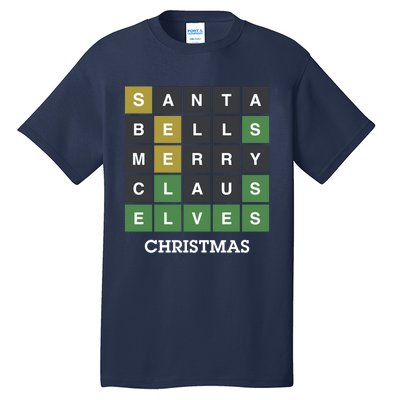 Funny Wordle Christmas Gift. Santa Bells Merry Claus Elves Christmas Essential Tall T-Shirt