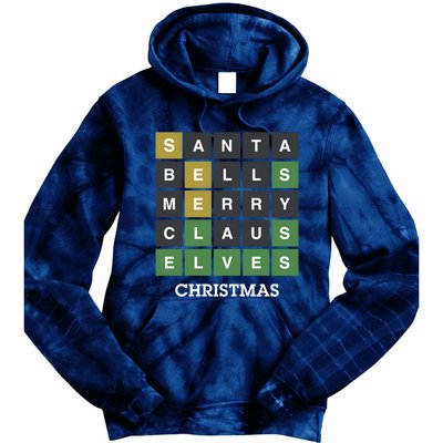 Funny Wordle Christmas Gift. Santa Bells Merry Claus Elves Christmas Essential Tie Dye Hoodie