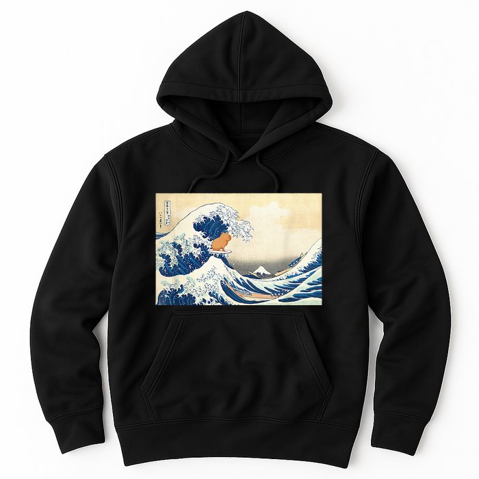 Funny Wave Capybara Surfing Rodent Hoodie