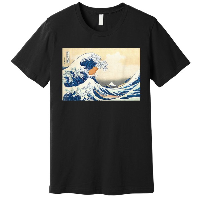 Funny Wave Capybara Surfing Rodent Premium T-Shirt