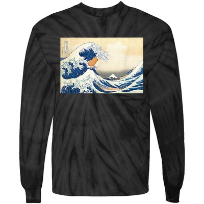 Funny Wave Capybara Surfing Rodent Tie-Dye Long Sleeve Shirt