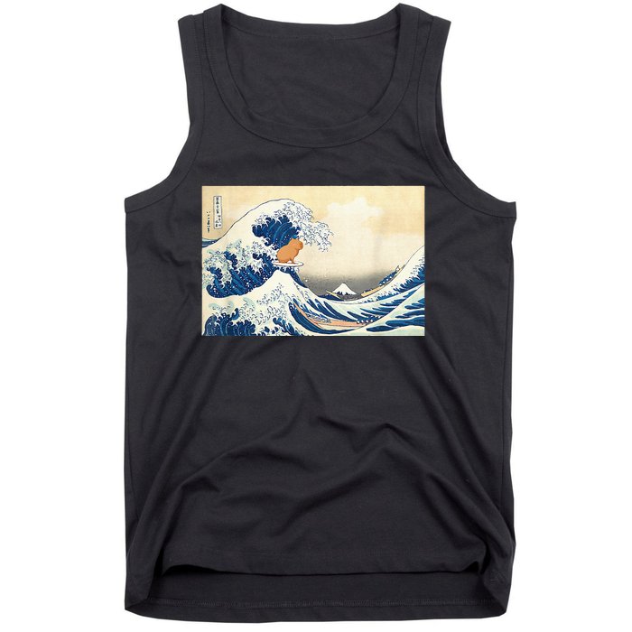 Funny Wave Capybara Surfing Rodent Tank Top