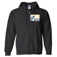 Funny Wave Capybara Surfing Rodent Full Zip Hoodie