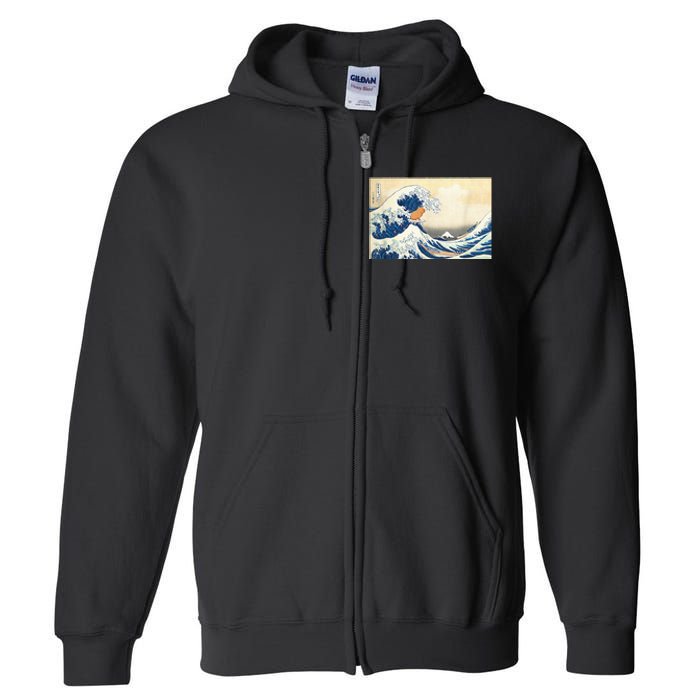 Funny Wave Capybara Surfing Rodent Full Zip Hoodie