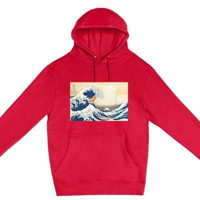 Funny Wave Capybara Surfing Rodent Premium Pullover Hoodie